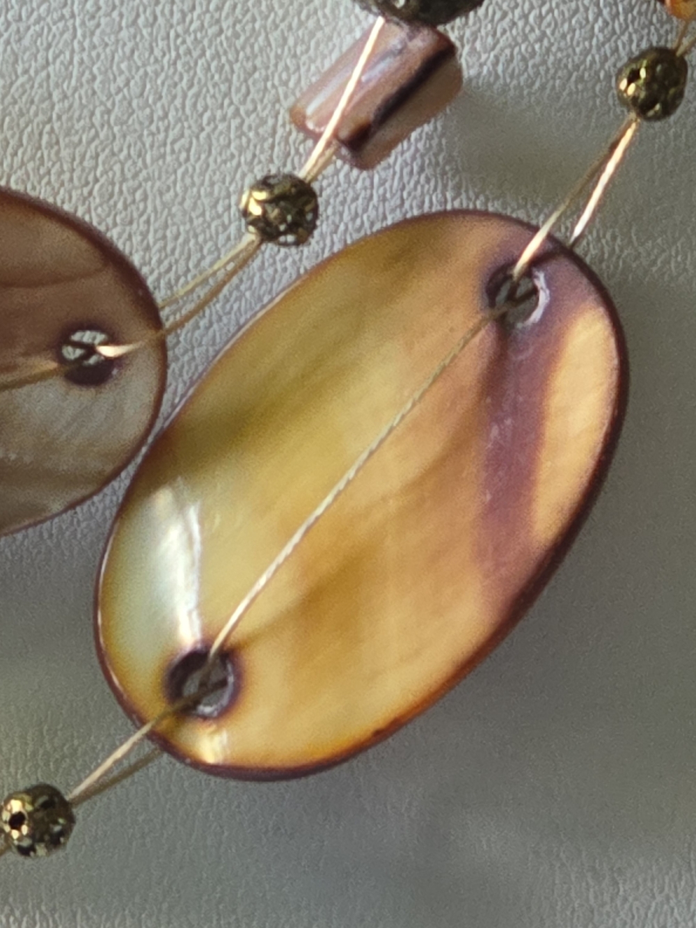 Multi-Strand Brown Shell Oval Necklace - Picture 7 of 8